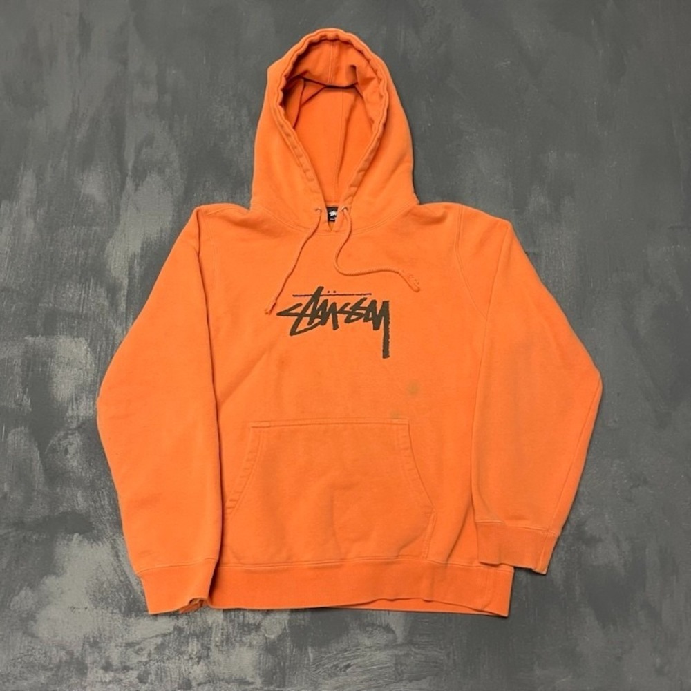Big Logo Pullover Hoodie Men Medium Orange Stussy